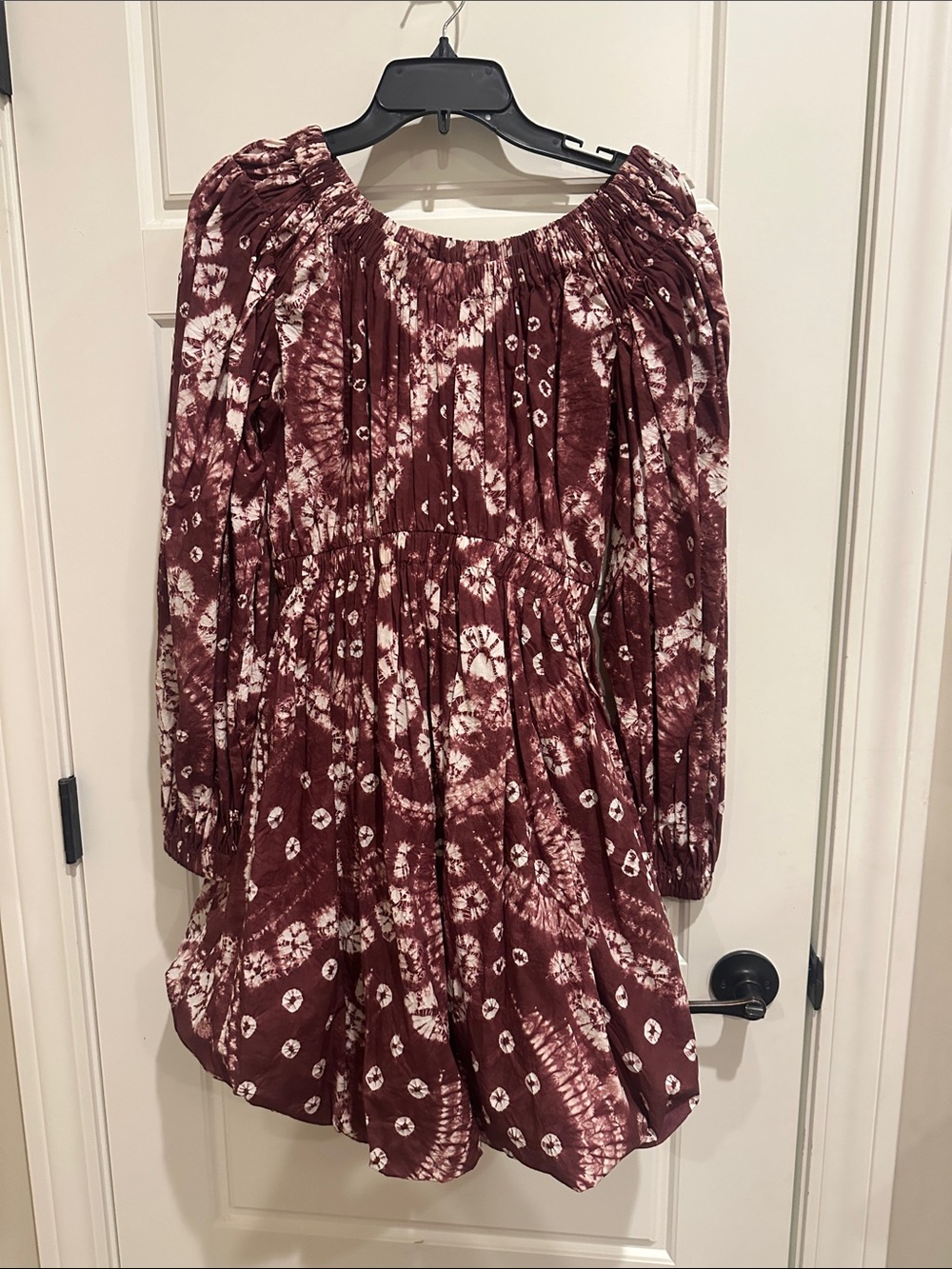 Ulla Johnson Burgundy and White Tie-Dye Long Sleeve Dress size 2